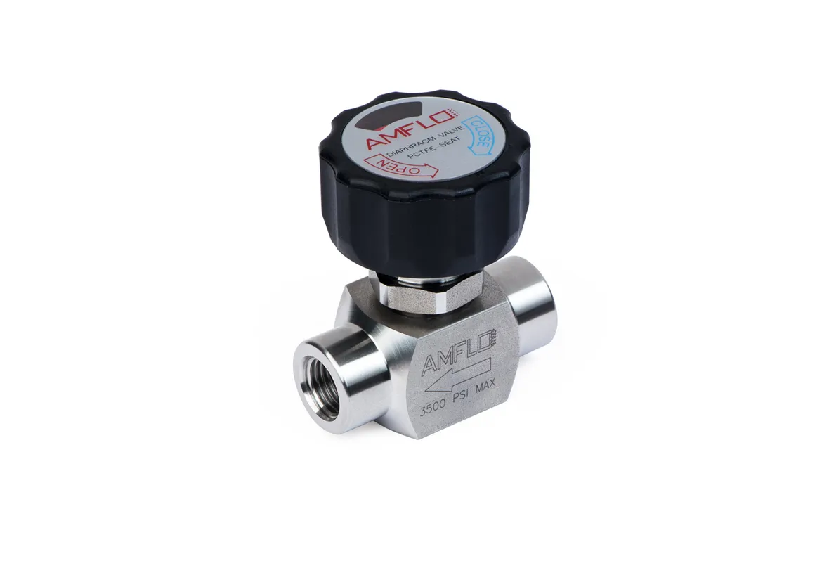 Клапан мембранный AMFLO, SS-DV10 NT4-FNT4, нержавеющий SS316L, 241 bar, 2-х портовый, соединения вх. MNPT 1/4, вых FNPT 1/4